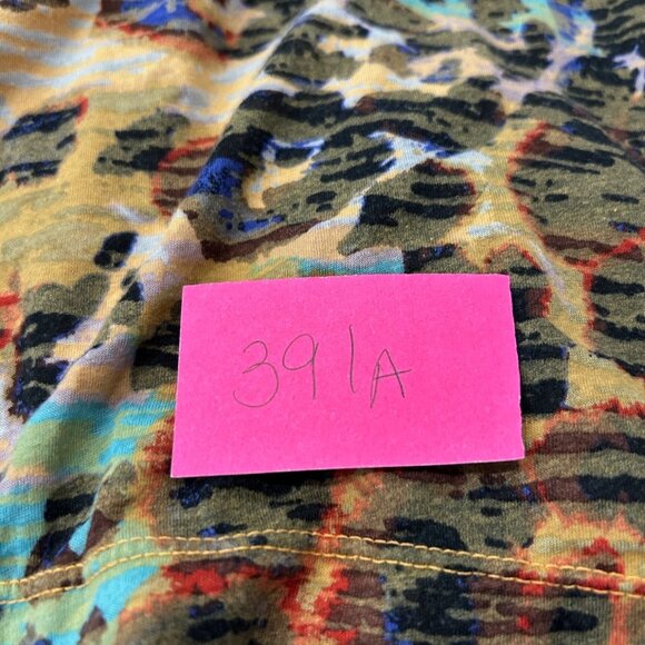 Feather Womens Abstract Multicolor Tunic Burnout Top Size 2 Combed Cotton Blend - Picture 9 of 10